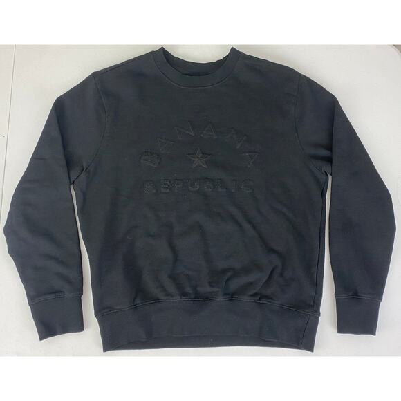 Men Banana Republic embossed spell-out graphic crewneck pullover sweatshirt L - Picture 1 of 4